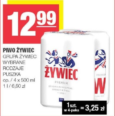 Piwo Żywiec wybrane rodzaje puszka promocja w SPAR