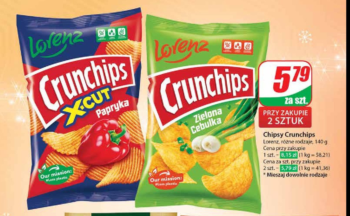 Chipsy zielona cebulka Crunchips Crunchips lorenz promocja