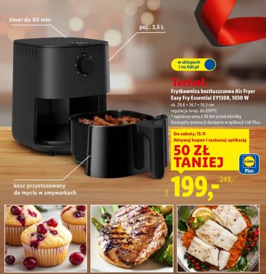 Frytkownica Tefal beztłuszczowa Air Fryer Easy Fry Essential EY1308, 1030 W promocja w Lidl