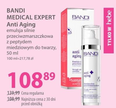 Emulsja BANDI MEDICAL EXPERT Anti Aging emulsja silnie przeciwzmarszczkowa z peptydem miedzio­wym do twarzy promocja w Hebe