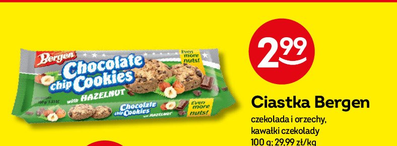 Ciastka z kawa艂kami czekolady Bergen cookies promocja