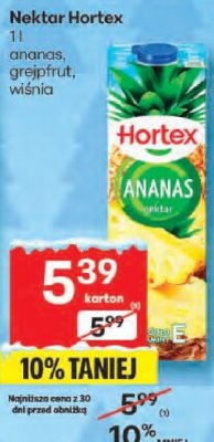 Nektar Hortex 1l ananas, grejpfrut, wiśnia promocja w Delikatesy Centrum