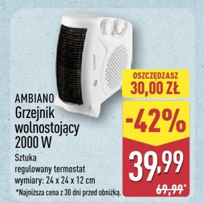 Grzejnik wolnostojący AMBIANO 2000 W promocja w Aldi