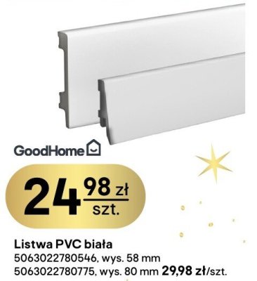 Listwa PVC biała wys. 80 mm promocja w Castorama