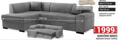 Narożnik MINOS wybrane wzory i kolory promocja w Merkury Market