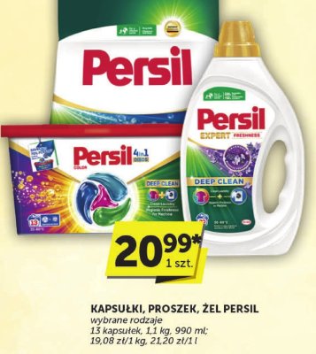 Kapsułki, proszek, żel Persil wybrane rodzaje 13 kapsułek, 1.1 kg, 990 ml promocja w Groszek