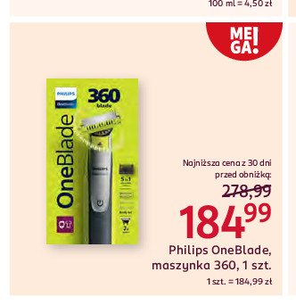 Golarka hybrydowa + 4 nasadki Philips oneblade promocja w Rossmann