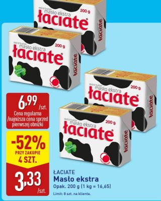 Masło ekstra ŁACIATE promocja w Aldi