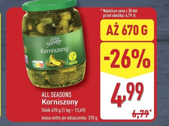 Korniszony premium All seasons promocja w Aldi