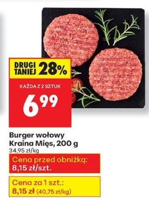 Burger wołowy Kraina Mięs, 200 g promocja w Biedronka
