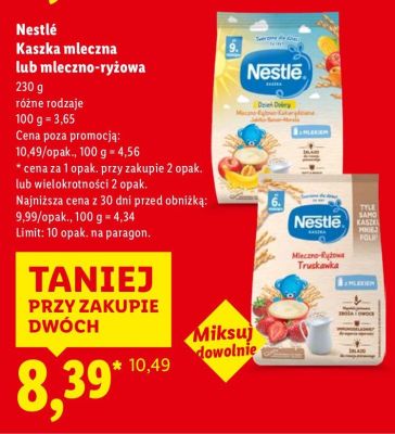 Kaszka mleczna lub mleczno-ryżowa Nestlé promocja w Lidl