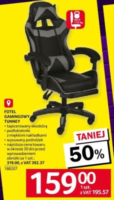 Fotel gamingowy TUNNEY promocja w Selgros