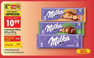 Czekolada Milka 250 g-300 g promocja w Biedronka