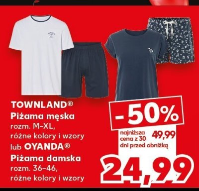 Piżama męska TOWNLAND rozm. M-XL różne kolory i wzory promocja w Kaufland