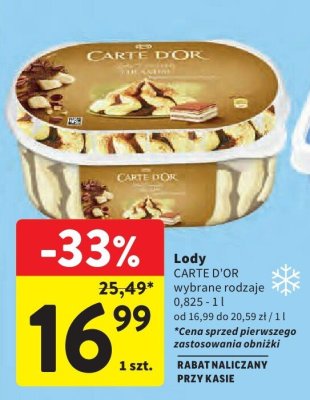 Lody CARTE D'OR wybrane rodzaje promocja w Intermarche