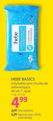 Chusteczki antybakteryjne odświeżające BASICS promocja w Hebe