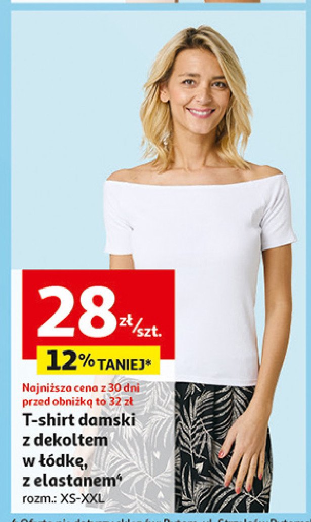 T-shirt damski dekolt łódka promocja w Auchan