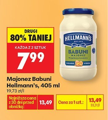 Majonez Babuni Hellmann's, 405 ml promocja w Biedronka