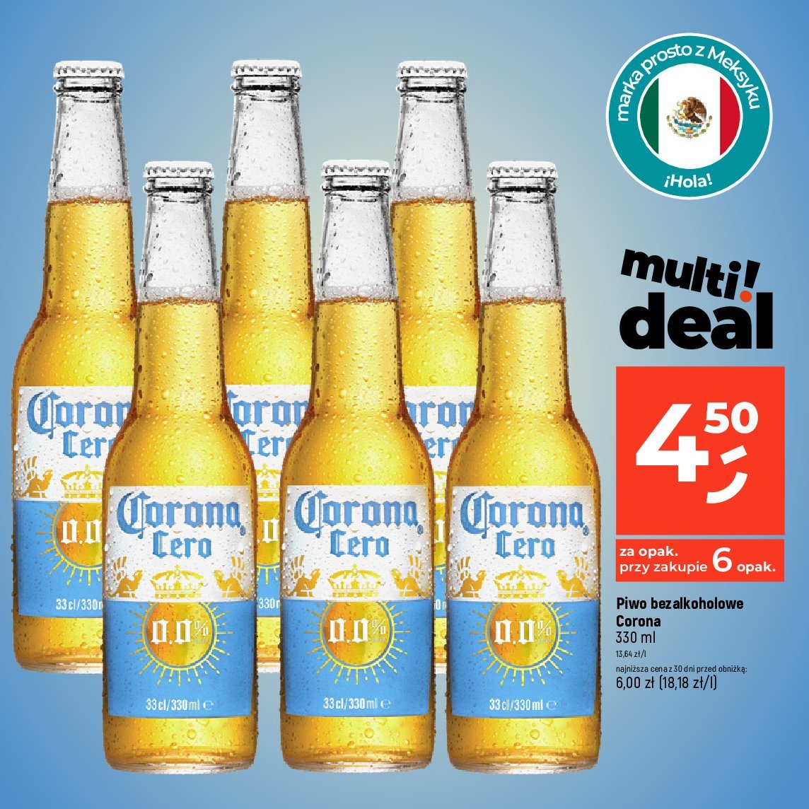 Piwo Corona extra 0.0% promocja w Dealz