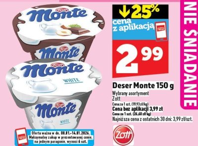 Deser Monte 150 g promocja w TOPAZ