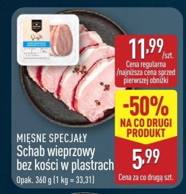 Schab wieprzowy bez kości w plastrach  promocja w Aldi