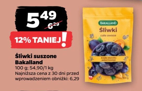 Śliwki suszone Bakalland promocja w Netto