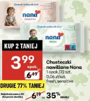 Chusteczki nawilżane Nana 72 szt. promocja w Delikatesy Centrum