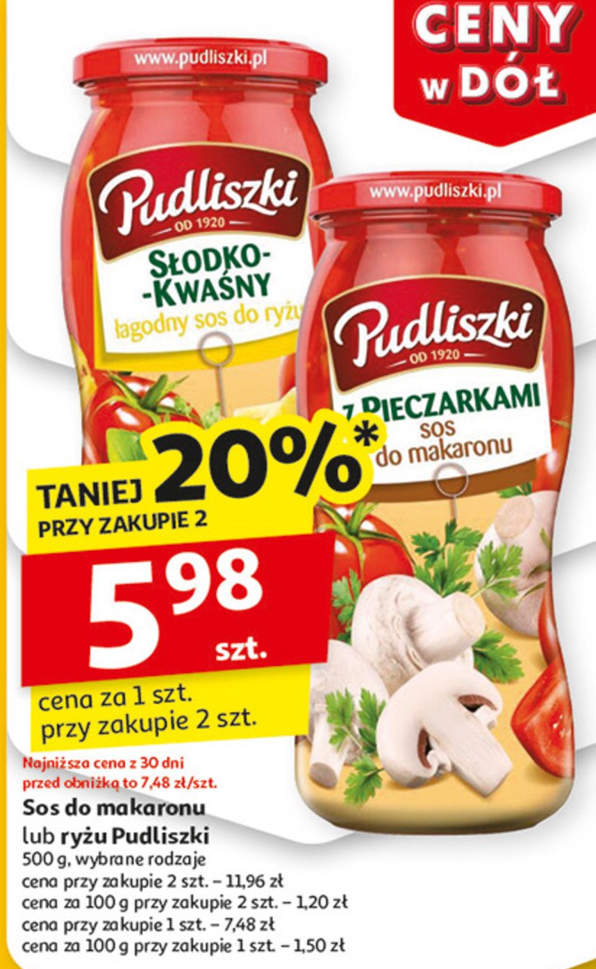 Sos słodko-kwaśny łagodny do ryżu Pudliszki promocja w Auchan