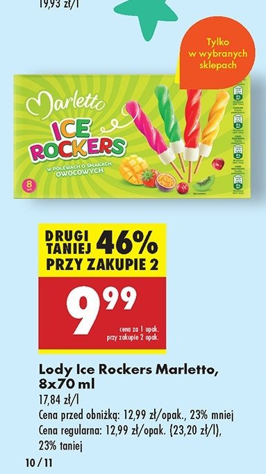 L贸d waniliowy w polewie kiwi x2 + mango-marakuja x2 + truskawka x2 + wi艣nia x2 Marletto promocja