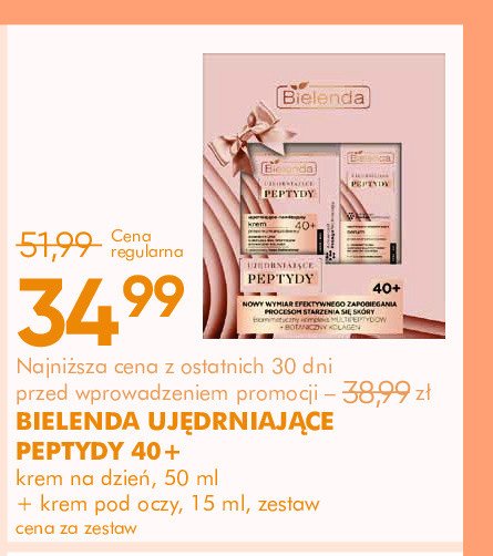 Zestaw w pudełku ujędrniające peptydy: krem 40+ 50 ml + krem pod oczy 15 ml Bielenda promocja