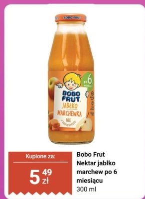 Nektar jabłko marchew po 6 miesiącu Bobo Frut promocja w Biedronka