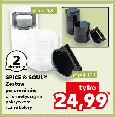 Pojemniki z hermetycznymi pokrywami 1.8 l Spice&soul promocja