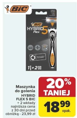 Maszynka do golenia Hybrid Flex 5 Bic 2 wkłady promocja w Carrefour