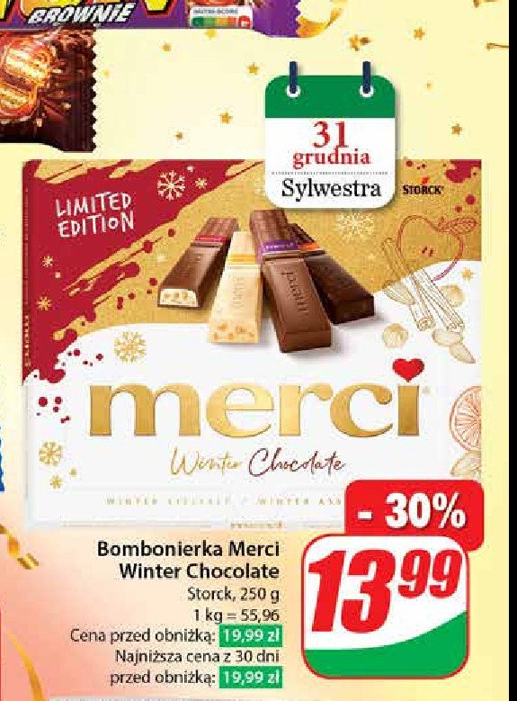 Bombonierka winter chocolate Storck merci promocja