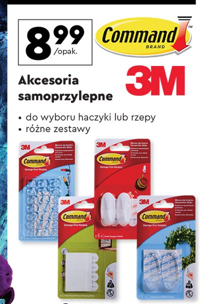 Haczyki samoprzylepne białe Command brand promocja w Biedronka