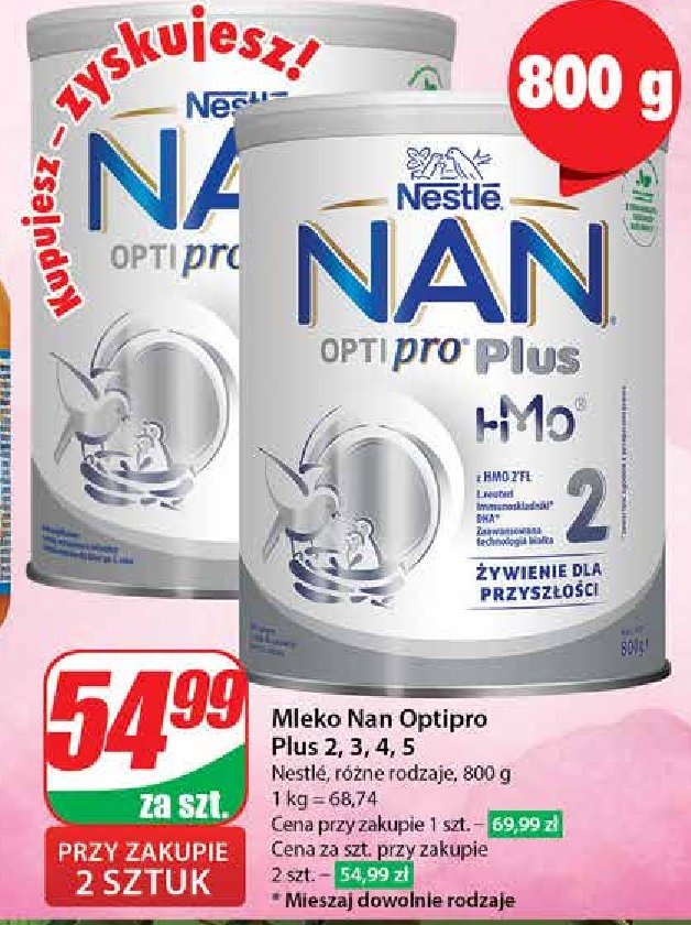 Mleko 4 Nestle nan optipro plus hm-o promocja w Dino