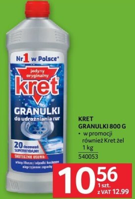KRET GRANULKI 800 G w promocji również Kret żel 1 kg promocja w Selgros