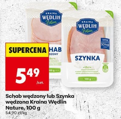 Szynka wędzona Kraina Wędlin Natura, 100 g promocja w Biedronka