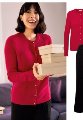 Kardigan dzianinowy czerwony promocja w Tchibo