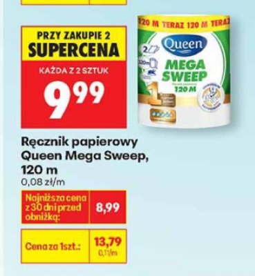 Ręcznik papierowy Queen Mega Sweep, 120 m promocja w Biedronka