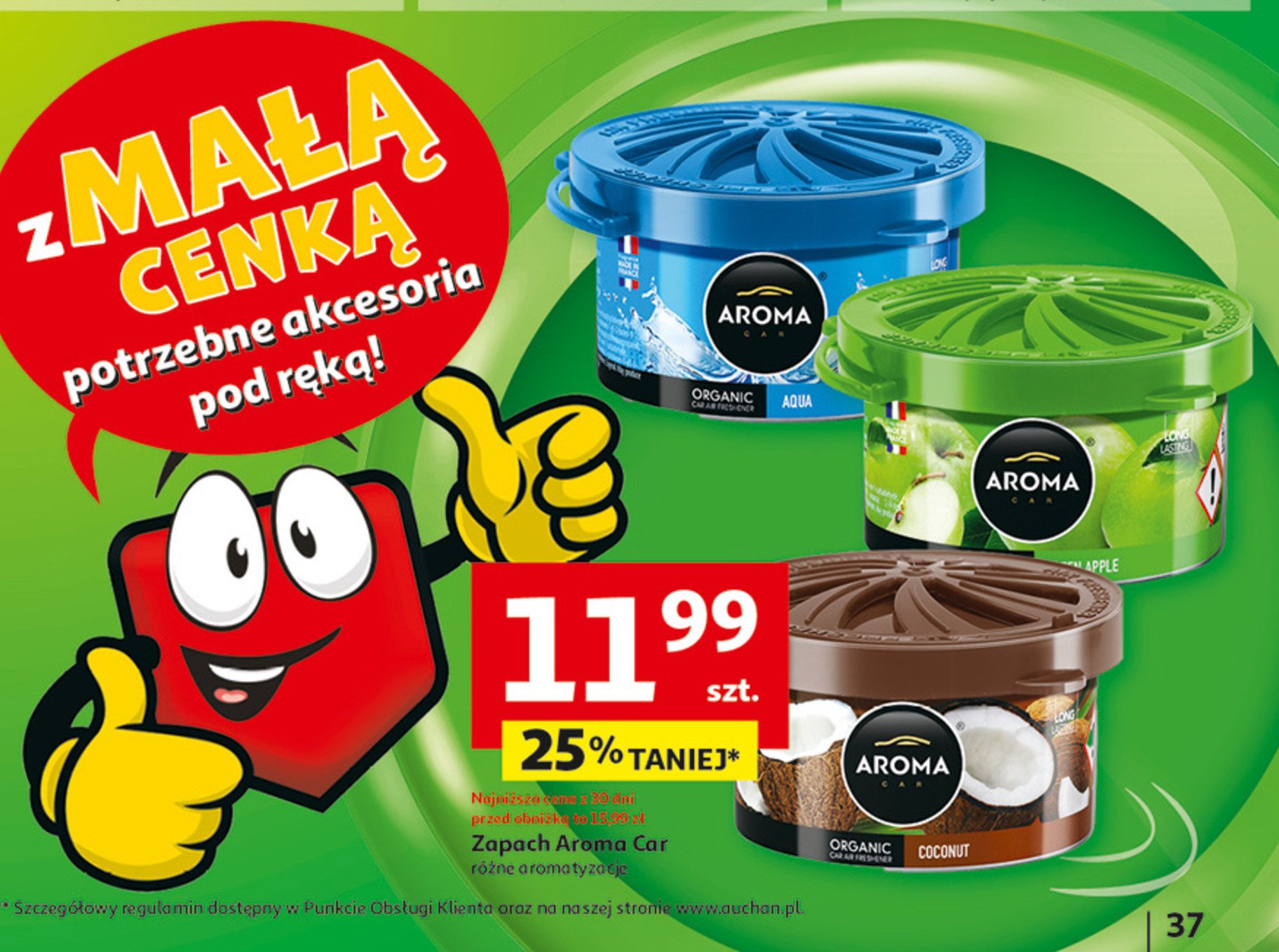 Zapach samochodowy w puszce coconut Aroma car promocja w Auchan