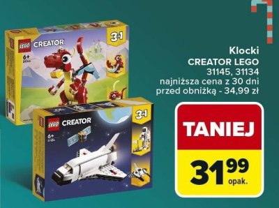Klocki LEGO CREATOR LEGO 31145, 31134 promocja w Carrefour