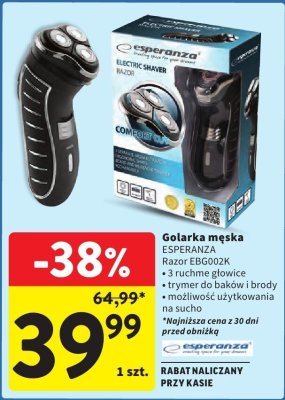 Golarka męska ESPERANZA Razor EBG002K promocja w Intermarche