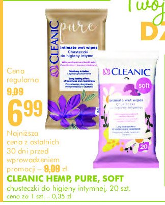 Chusteczki do higieny intymnej soft Cleanic promocja w Super-Pharm