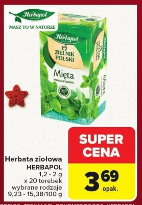 Herbata ziołowa Mięta Herbapol promocja w Carrefour
