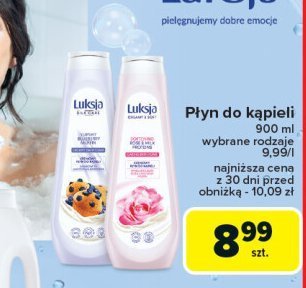 Płyn do kąpieli smakowita jagodowa babeczka Luksja silk care promocja w Carrefour