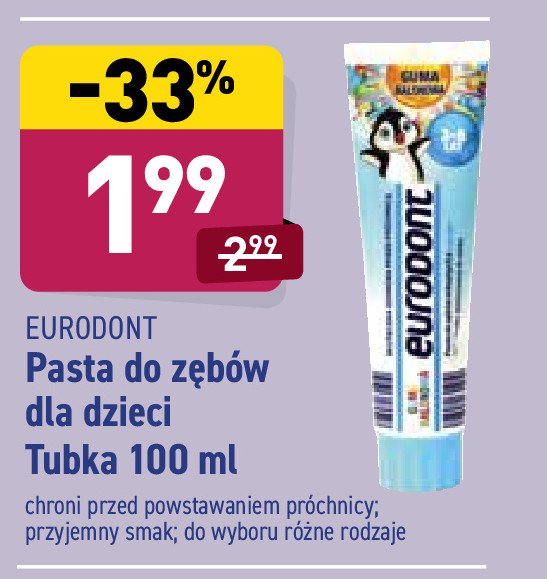 Pasta do zębów guma balonowa 3-6 lat Eurodont promocja