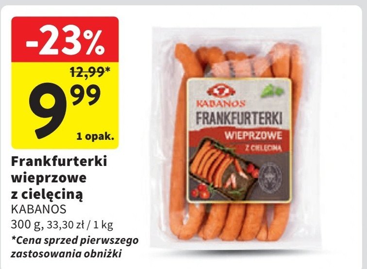 Frankfurterki wieprzowe z cielęciną Kabanos promocja w Intermarche