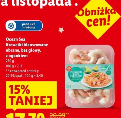 Krewetki blanszowane obrane, bez głowy, z ogonkiem promocja w Lidl