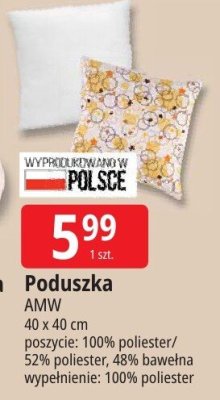 Poduszka AMW 40 x 40 cm promocja w Leclerc